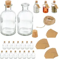 Relaxdays Dekogläser 20er Set, Glasflaschen mit Korken, 125 ml,