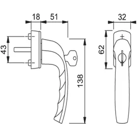 HOPPE Fenstergriff NY 0810S/US10 100Nm Alu.F1/naturf. VK7 abschl.HOP