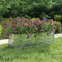 vidaXL Garten-Hochbeet verzinkter Stahl rechteckig 160 x 40 x 45 cm Silber 