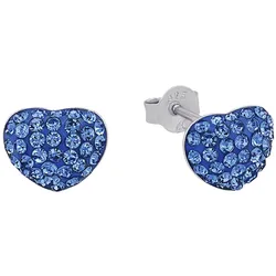 Paar Ohrstecker AMOR "Herz, Trachtenschmuck, Volksfest, 2039218, 2039219", blau (silberfarben, blau, blau), Ohrringe, Damen, Silber 925 (Sterlingsilber), mit Kristallglas