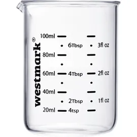 Westmark Messglas-Set 3tlg., 50, 100, 250 ml, transparent, H:10cm, Borosilikatglas, Silikon, Messbecher, Skalen in ml, Tbsp, tsp und fl oz