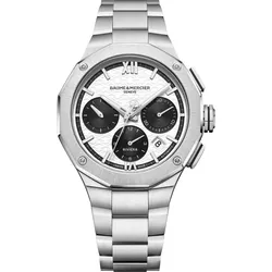 Baume & Mercier Riviera Chronograph 41mm M0A10827 - weißes Zifferblatt mit Wellendekor,silber - 41mm