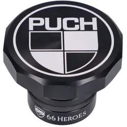 Tankdeckel 66Heroes Aluminium schwarz mit Puch-Logo Puch Maxi