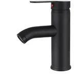 Schwarze Wasserfall-waschtischarmatur, Niedrige Einhand-badarmatur, Kleiner Runder Messingauslauf, Warm- Und Kaltwasser Optional, Auslaufhöhe 70 Mm.