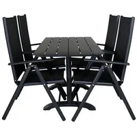 VCM ebuy24 Gartentischgruppe, schwarz. Holzwerkstoff, Gartenmöbel, Gartenmöbel-Sets