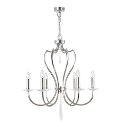Kronleuchter Hängelampe Deckenleuchte Messing Kristalle D 65 cm Esszimmerleuchte