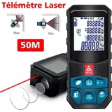 50-m-Laser-Entfernungsmesser, sdlogal, 2 mm Abstand, 20 Daten, Entfernungsmessung, LCD-Bildschirm, IP54 wasserdicht, Batterien nicht im Lieferumfang