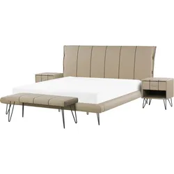 Schlafzimmer komplett Set 4-teilig beige 180 x 200 cm BETIN