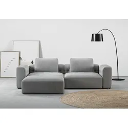 Ecksofa RAUM.ID "Cushid L-Form", silber, B:268cm H:62cm T:191cm, 95% Polyester, 5% Nylon, Sofas, Modulset, bestehend aus 3 Teilen