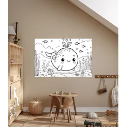 Bild QUEENCE "Kleiner Wal", weiß (farbe bild(er): weiß), B:90cm H:60cm T:0,4cm, Alu Dibond, Bilder, DIY Wandbild aus Dibond