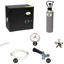 ich-zapfe Komplett Set Zapfanlage, Bierzapfanlage AS-40, 2-leitig, Durchlaufkühler, Nasskühler - Untertheke, Green Line, Zapfkopf 2:5 Liter Adapter