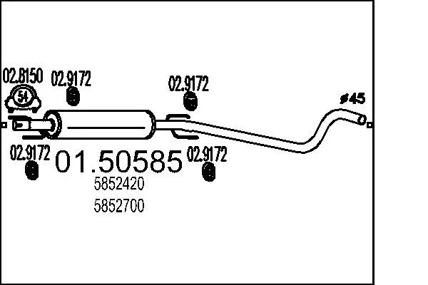MTS Mittelschalldämpfer 0150585 für Opel