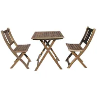 Sedex Tampa Balkonset Terassen Set Bistroset Balkonmöbel 2X Klappsessel + 1x Tisch 60x60cm Massiv