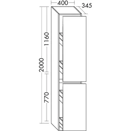 Burgbad Lin20 Apothekerschrank 200 x 40 x 34 cm Eiche Dekor Urban Metall