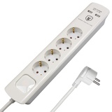 FeinTech Steckdosenleiste mit USB und Flachstecker, 4-Fach Mehrfachsteckdose mit Schalter, Überspannungsschutz und 1,5m Kabel, MD000432