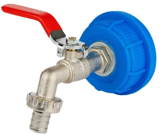Funktionelle Verschlusskappe mit Metallhahn für Kanister, Fässer und IBC-Behälter, 1/2