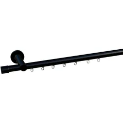 Gardinenstange INDEKO "Consul", schwarz, L:270cm Ø:20mm, Aluminium, Gardinenstangen, Innenlauf Komplett-Set inkl. Gleitern und Montagematerial