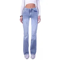 Style-Station Damen Jeans Schlagjeans High Waist Hochschnitt Bootcut blau Hoch-Bund Stretch-Jeans Stretch-Hose-n Schlag-Hose-n Damen-Hose-n Damenjeans-Hose-n Flare-d Marlene Hellblau-e Gr Größe M 38... - M