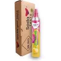 SodaTASTE Quick Zitrone CO2-Zylinder tauschen (Refill) für Wassersprudler mit natürlichem Zitronenaroma ohne Sirup, für max. 60l Sprudelwasser mit Geschmack, zuckerfrei (ACHTUNG: Leerzylinder nötigt)