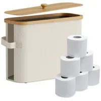 Relaxdays Toilettenpapier Aufbewahrung 12 Rollen, Beige,Hellbraun