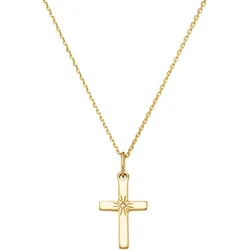 Kette mit Anhänger FIRETTI "Schmuck Geschenk Gold 375 Halsschmuck Halskette Goldkette Kreuz", gold (gelbgoldfarben), Halsketten, Damen, 0,005 ct, Gelbgold 375-Diamanten, L: 45cm B: 0,9mm, Gelbgold 375, Diamanten, B:0,9mm