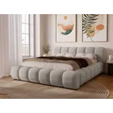 GRAINGOLD Doria 140x200, - Bett 140x200, Polsterbett mit Bettkasten, und Lattenrost, - Hellgrau (Komodo 7383) - Grau