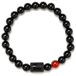 Armband FIRETTI "Schmuck Geschenk Armschmuck Armkette Edelstein Sternzeichen", schwarz (schwarz, rot, schwarz, rot), Armbänder, Damen, Widder, Stein-Silikon, Stein, Silikon, Made in Germany - mit Onyx und Geburtsstein