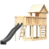 Karibu Spielhaus Frieda mit Rutsche Anbauplattform u. Kletterwand
