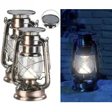 Lunartec Solar-Laterne Camping: 2er-Set helle Solar-LED-Sturmlampe, 200 lm, 3 W, warmweiß, Bronze (LED-Sturmlaterne mit Solar-Betrieb, Solar Stalllaterne, Tischleuchte Batterie)