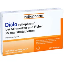Diclo-ratiopharm bei Schmerzen und Fieber 25mg