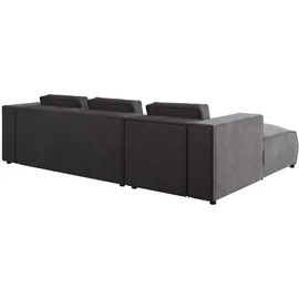 s-style möbel Modernes Ecksofa Porto aus Grau Cord und weichem Sitz,
