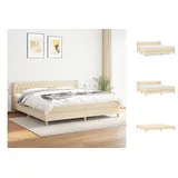 vidaXL Boxspringbett mit Matratze Creme 200x200 cm Stoff