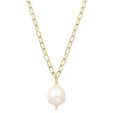 ELLI PREMIUM Perlenkette Barock Süßwasserzuchtperle Weiß 925 Sterling Silber goldfarben