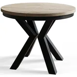 Alpi-Möbel Runder, Sonoma Eiche, Weiß, Holzwerkstoff, Rund, X-Form, 100x76x100 cm, Esszimmer, Tische, Esstische