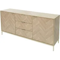 ML-Design Sideboard 160x75,5x40 cm Eiche Optik Fischgrätenmuster Metallgestell