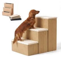 Relaxdays Hundetreppe 3 Stufen Beige 40 cm x 54 cm x 48 cm