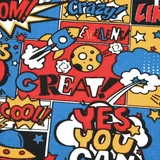 MAGAM-Stoffe Stoff "Yes You Can", Comic Kinder Baumwollstoff ÖKO-TEX Meterware ab 50cm rot