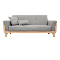 Miliboo Design-Sofa 3 Plätze Hellgrau Holzbeine FJORD