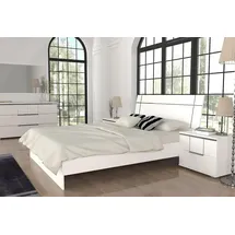 JV Möbel Luxus Bett Schlafzimmer Bett Möbel 2x Nachttische), Set Einrichtung Weiß, 3tlg.