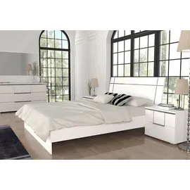 JV Möbel Luxus Bett Schlafzimmer Bett Möbel 2x Nachttische), Set Einrichtung Weiß, 3tlg.