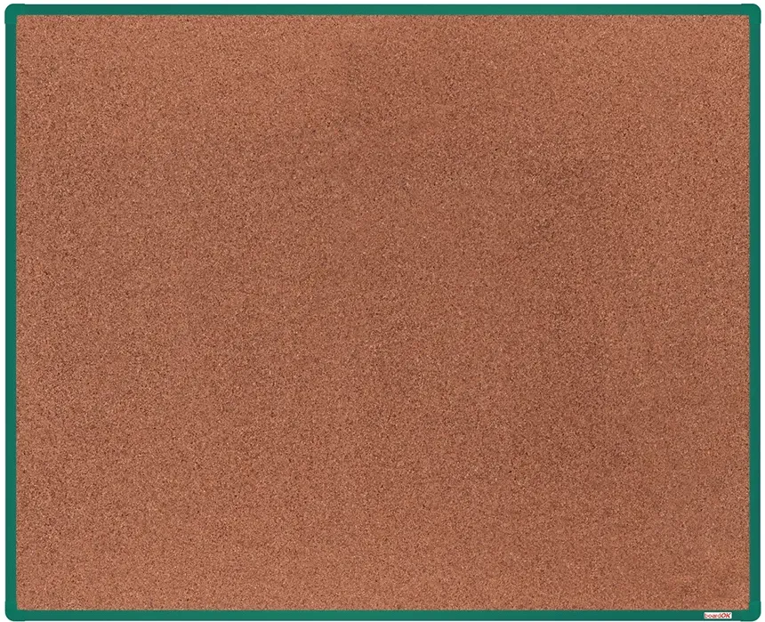 boardOK Kork-Pinnwand mit Aluminiumrahmen, 1500 x 1200 mm, grüner Rahmen