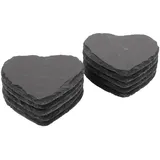 GBACHOOSE 10 Stück Schiefer Untersetzer 10x10, Schieferplatte Herz Klein, 100% Herz geformt Natur Schieferplatte mit Kreidestift, Servierplatten aus Schiefer für Sushi, Käse, Hochzeit, Valentinstag