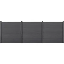 [neu.holz] Lamellenzaun 531 x 183 cm Grau/WPC