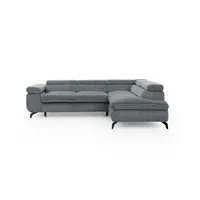 S-Style Eckcouch Cord 2-Sitzer Grau
