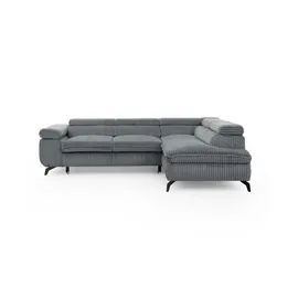 S-Style Eckcouch Cord 2-Sitzer Grau
