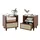 Costway Rattan-Beibetttisch, Set von 2, Bambus-Beibetttisch mit Schublade, Beibetttisch mit Glastischplatte und offenem Fach