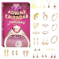 LICHENGTAI 2022 Adventskalender Schmuck Frauen Schmuck Adventskalender Mädchen Weinachtskalender Mädchen Schmuck Set Ohrringe Ohrstecker Halskette Ringe Armbänder Xmas Countdown Kalender für Damen