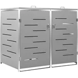 Hommdiy Mülltonnenbox für 2 Tonnen Mülltonnenverkleidung mülltonnenboxen 138x77.5x115.5 cm Grau