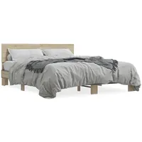 VidaXL Bettgestell Sonoma-Eiche 160x200 cm Holzwerkstoff und Metall