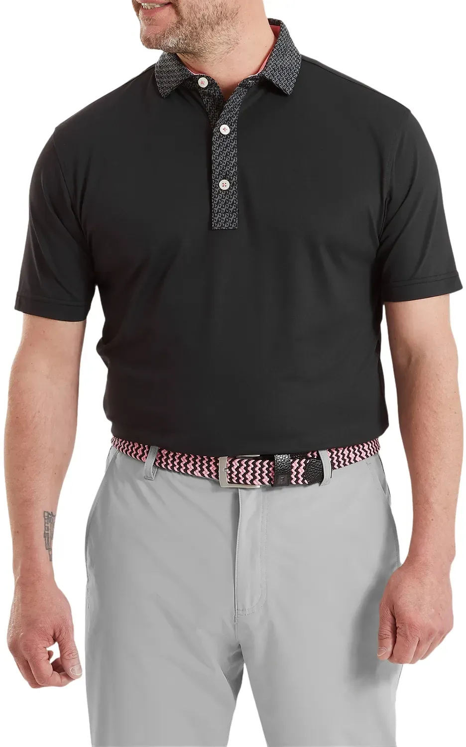 FootJoy Polo Star Geo Trim Pique, schwarz